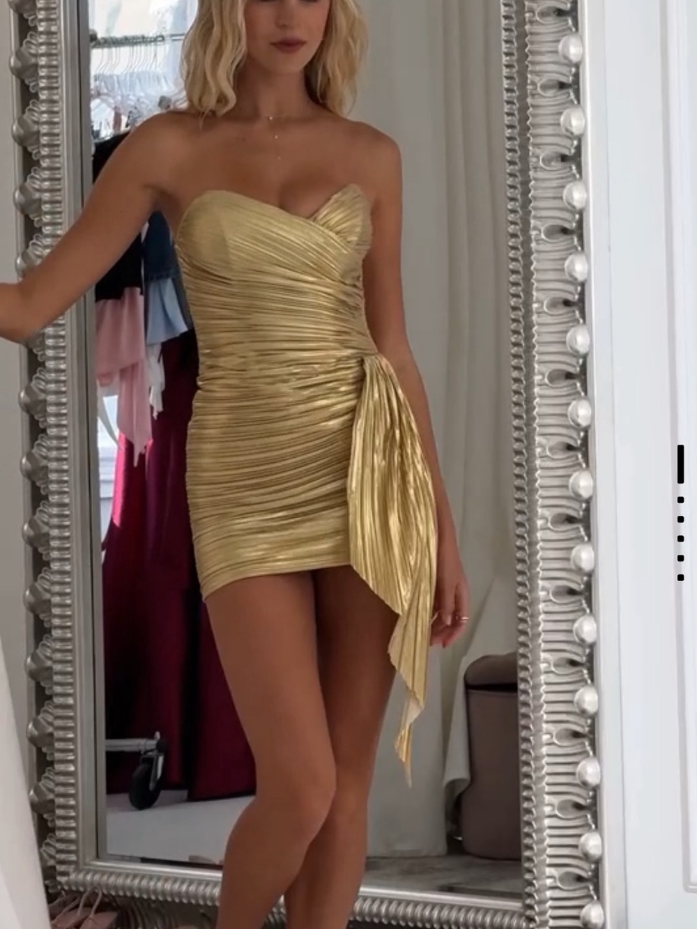 lucy in the sky gold mini dress xxs
